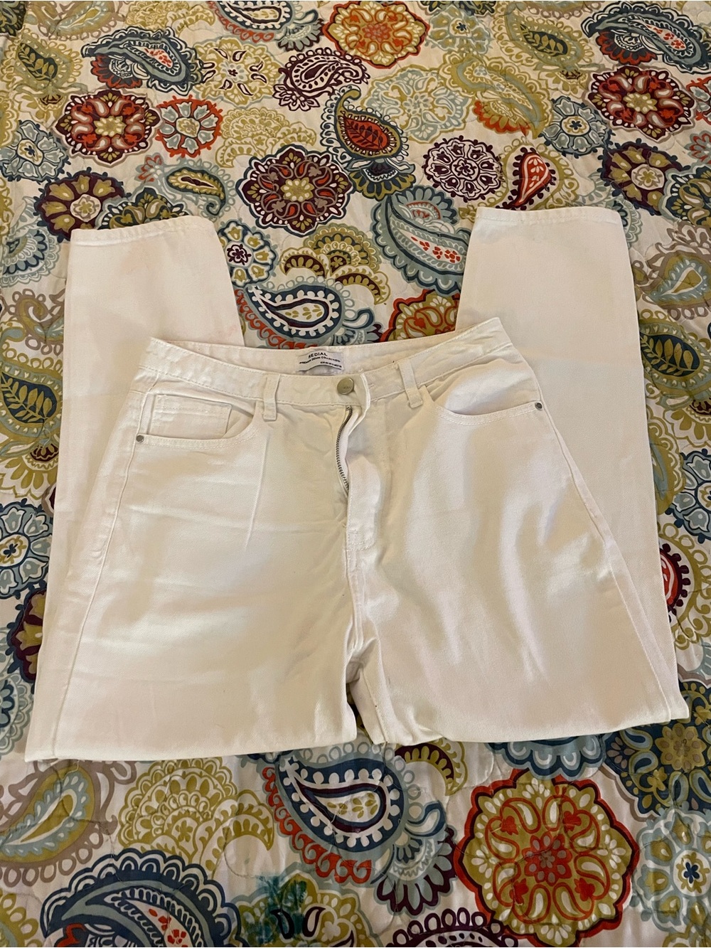 Redial White Straight Leg Denim Jeans Size UK 12